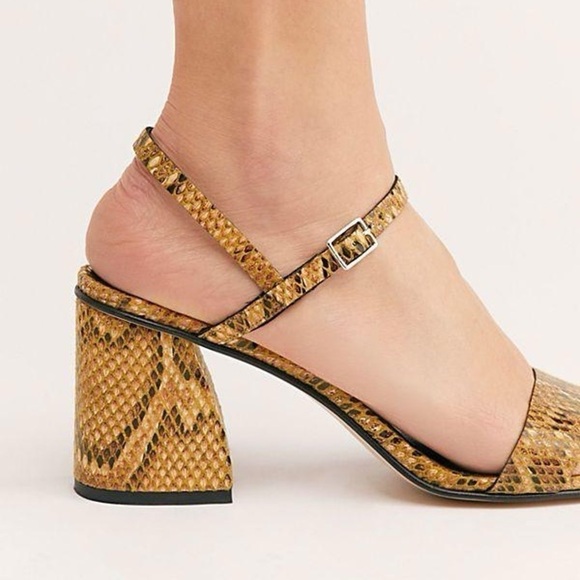 Free People Liv Block Heel Sandals in Snake Print - Picture 3 of 10